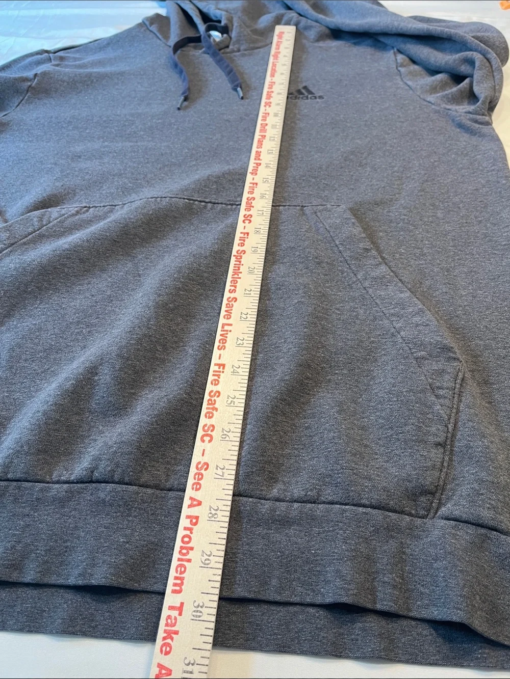 Adidas Mens XLT Gray Pullover Hoodie Extra Large Tall Logo Sweatshirt
